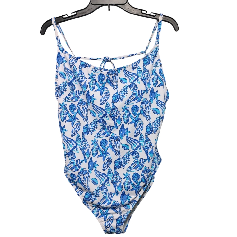 Lilly Pulitzer Lima Blue Shell Pattern One Piece Swimsuit Women's Size 14 NWT - Picture 6 of 13